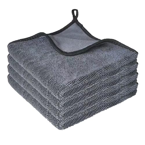 CZandCZ 4X Mikrofasertücher 40x40cm Trockentuch Dusche Fensterputztücher Poliertuch Fast Dry Microfaser Putztuch für Badezimmer Auto Fenster Spiegel 600GSM