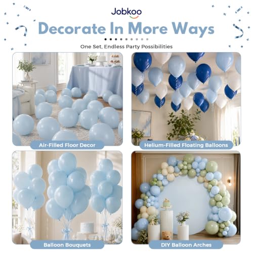 Image of Jobkoo Dusty Blue Balloons 12 Inch, 50 Pcs Pale Aqua Muted Latex Balloon