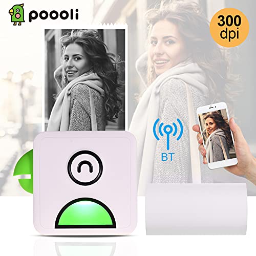 BISOFICE Poooli L2 Mini Pocket Thermal Printer 58mm Wireless BT Printer 300dpi with 1 Roll Thermal Paper for Printing Labels Lists Photos Making Hand Account Planner Compatible with Android iOS