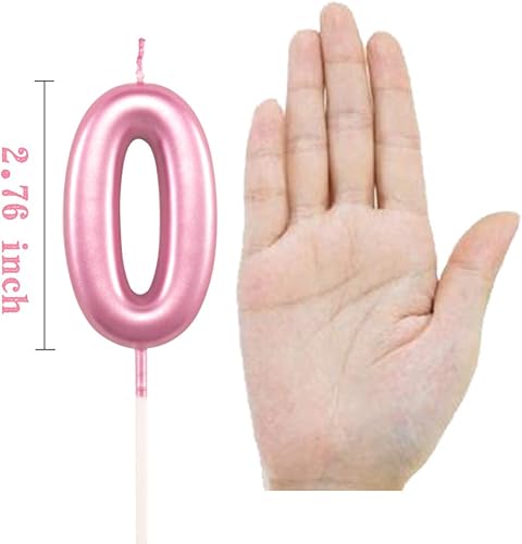 Miniatura 2 de Velas de cumpleaños de 10 años rosa feliz cumpleaños número 0 para decoración de pasteles para fiestas niños adultos número 10 100 20 30 70 40 60 80
