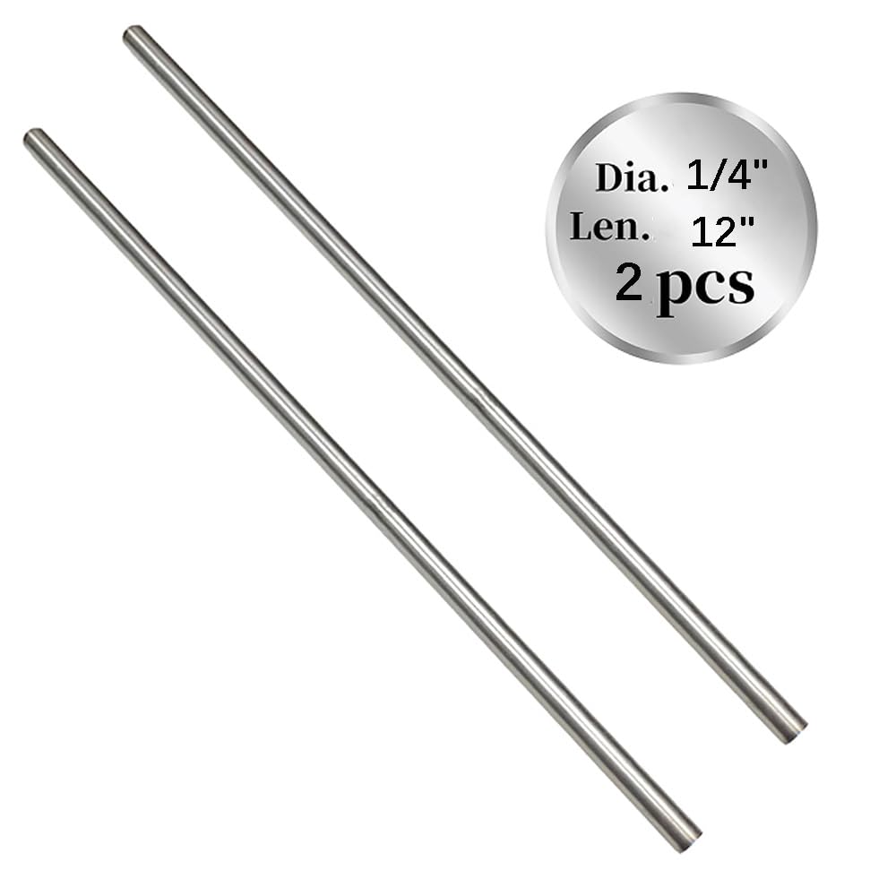 12" Length Titanium Rod 1/4" Dia(6mm),Titanium Alloy Round Rod GR5 Metal for Model Plane Cars Ship DIY Craft Metal Working (2 Pcs)