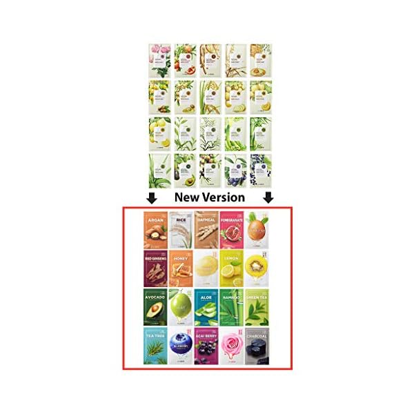 THESAEM Natural Facial Mask Sheet 21ml 20 Pack - Korean Skincare Moisturizing and Nourishing Facial Mask Sheet Variety Combo Pack