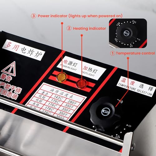 Kommerzielle Fritteuse, Kommerzielle Fritteuse mit Körben und Deckeln, 2 x 6 l Edelstahl-Fritteuse, Küchen-Fritteuse mit Temperaturregelung, Pommes Frites und Donuts für den Restaurant- oder Heimgeb – Bild 5