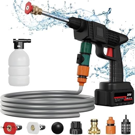 ZIVANTIX Cordless Portable Wireless Pressure Washer Gun 48V 12000mah High Pressure Water Gun for Car Wash Bike Washing Cleaning| Adjustable Nozzle and 5M Hose Pipe (Double_BETTERY) (B0D7W52HTQ) Amazon Price History, Amazon Price Tracker