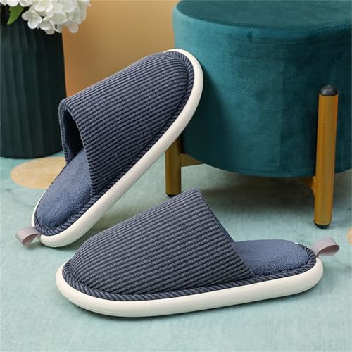 Striped anti slip flat cotton slippers Ladies and gentlemen's home slippers, warm plush cotton slippers2