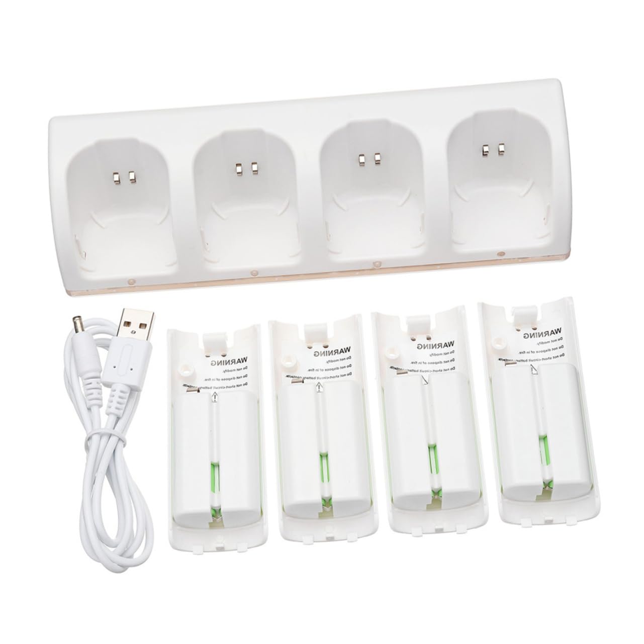 Caricabatterie Batterie a 4 Slot Bianco in Plastica | Adattatore Batteria, Ricaricabile, Facile da Trasportare, Stile Premium