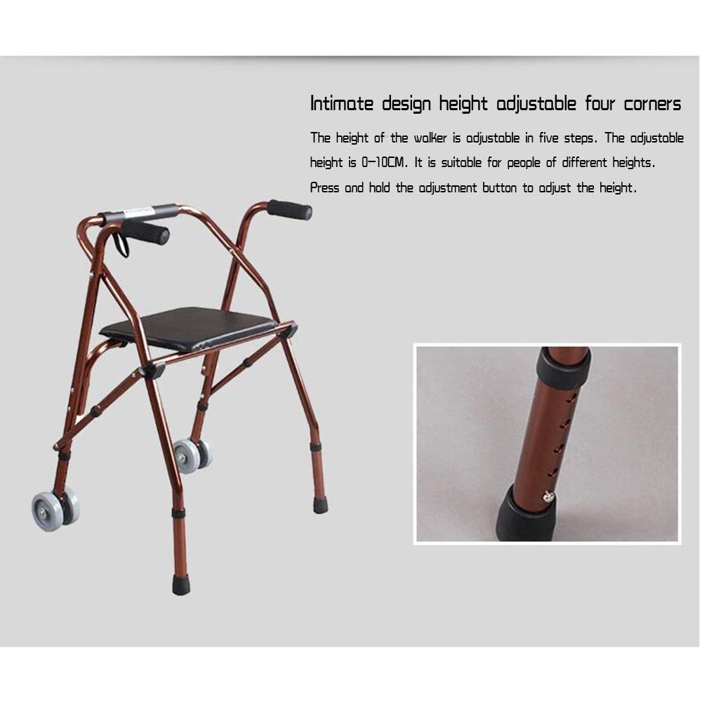 Składany Chodzik Typu Rollator Chodziki Typu Rollator Chodzik Lekki Chodzik Typu Rollator Z Siedziskiem, Aluminiowy Chodzik Dla Seniorów Regulowana Wysokość Nośność: 220 Funtów