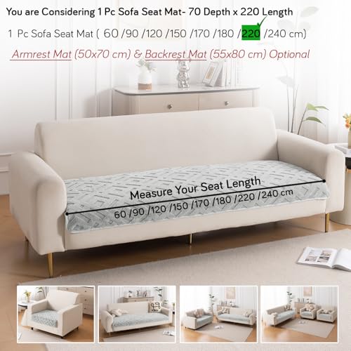 Image of HOKIPO 'Velvet Maze' Premium Anti Slip Sofa Cover Mats for L Shape and 1 /2 /3 Seater Sofa. Make Your Own Sofa Cover Set, 70(D) x 220(L) cm, Light Grey (AR-5909-LGRY)