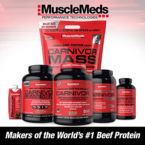 Image of MuscleMeds CARNIVOR Mass Gainer Beef Protein Isolate Shake, 50 Grams Protein, 125 Grams Carbs, 0 Fat, 0 Sugar, Lactose Free, Cookies & Cream, 6 Pound