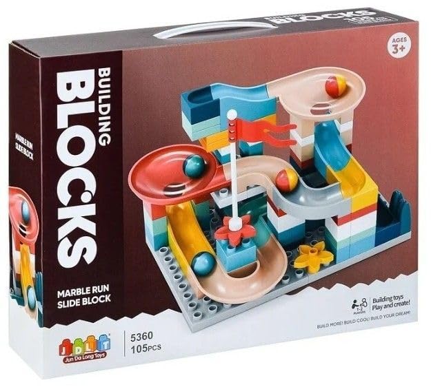 SHARNGA-Building Blocks Marble Run Slide Mini Size Set Small Block Gift for Kids Compatible Park Race Track Tiles Toy Child Kids Boys Slide Girls (Multicolor)-image-38