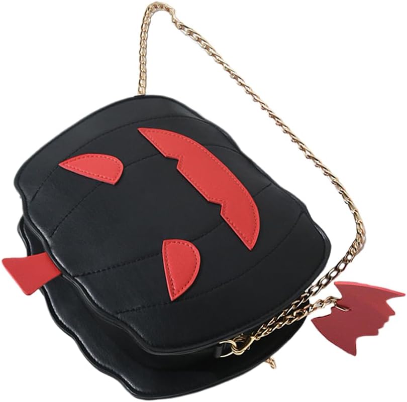 VALICLUD Halloween Pumpkin Crossbody Bag for Women Lightweight Devil Shoulder Messenger Purse Compact Handbag for Student Girls Everyday Party Use