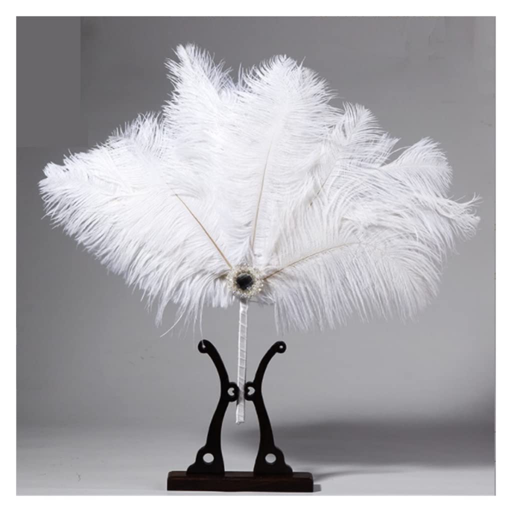 DANNMPX Display Fans Fan Bridal Feather Bouquet Decorative Crystal Bridesmaid Wedding Flapper Folding Hand Held(E)