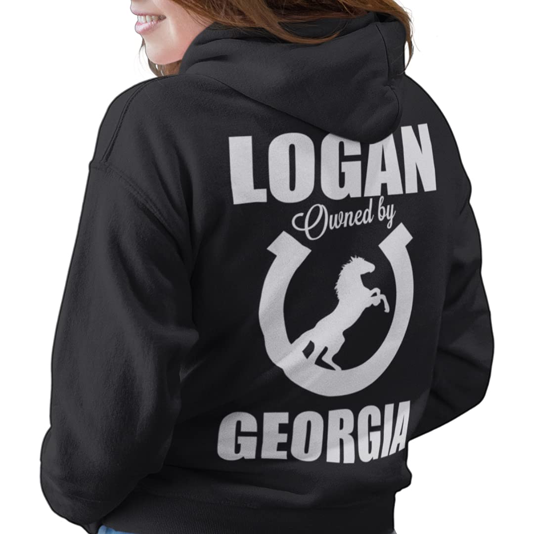 Yourdesign Personalised Horse & Rider Hoodie - DTG Print Same Day Dispatch,Printed w/ Toxic Free Vegan Inks & Dispatched in Eco Friendly Packaging - Add Owners Name & Riders name on the back Black,L