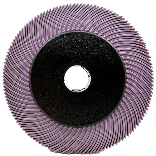 Image of Radial Bristle Brush, 6 in x 1 /2 in x 1 in 600 Grit (Purple) with Adapter, Type C Curved Bristle (Pack of 1)