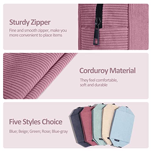 MAANGE Cosmetic Bags for Women Small Makeup Bag for Purse Corduroy Makeup Pouch Travel Makeup Bag with Metal Zipper Make Up Bag for Travelling(Red) - Image 4