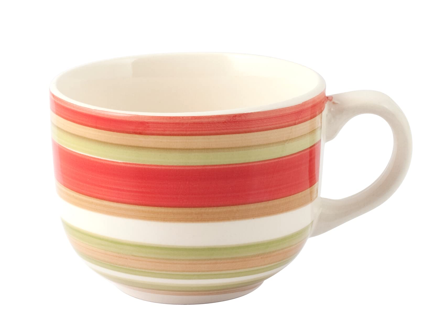 Home, Set mit 6 Frühstückstassen aus Steingut, 100 Streifen, ohne Untertasse, 530 ml, spülmaschinenfest und mikrowellengeeignet