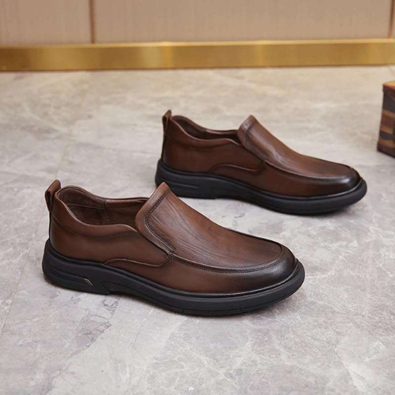 Men's Breathable Genuine Leather Brogue Oxfords Mens Business Casual Loafers Formal Oxford Slip On Dress Shoes2