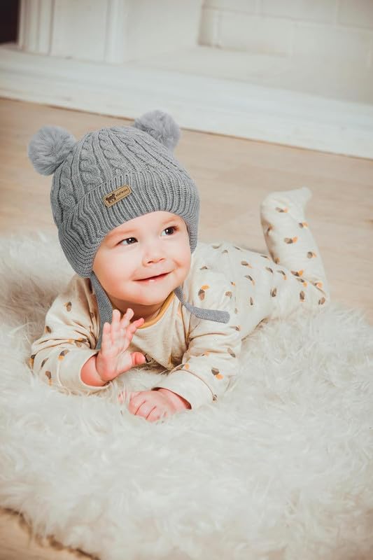MIKONIKO Kids Winter Hat Scarf Set for Girls & Boys | Toddler Knit Beanie Cap & Neck Warmer | Warm Fleece Lined | Soft & Comfortable | 2–6 Years Grey, 1 Count 2