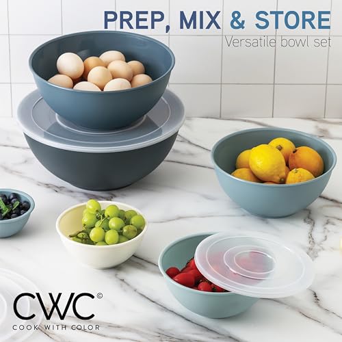 image for COOK WITH COLOR Plastic Mixing Bowls with Lids - 12 Piece Nesting Bowl