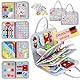 Esjay Busy Board Deutsch Montessori Spielzeug, Activity Board Kleinkinder Motorikspielzeug, Geschenk Junge Mädchen Kinder, Lernspielzeug, Motorikbrett für Reise Auto Flugzeug, Deutsch Grau