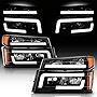 ACANII - For 2004-2012 Chevy Colorado GMC Canyon Black LED Tube Headlights Headlamps w/Signal Lamps [4PC Set] Left+Right