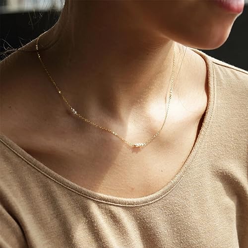 Collner Dainty Pearl Choker - 14K Gold/Silver Plated Layered Freshwater Pearl Necklace - Everyday Jewelry Gift3
