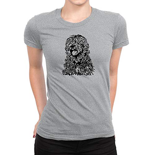 Idakoos Spanish Water Dog FACE Special Graphic Women T-Shirt L Heather Gray