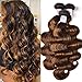 Beauty Forever Ombre Highlight Brazilian Body Wave Virgin Hair 3 Bundles 12 14 16 Inch,Ombre Blonde Remy Human Hair Wavy Weaves Hair Extentions Color FB30