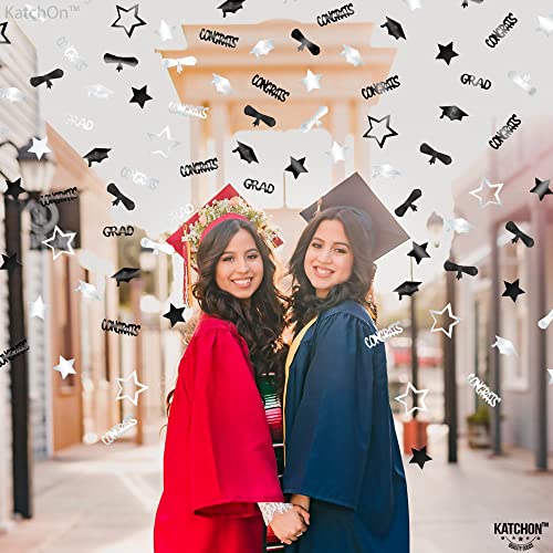 Image of KatchOn, Black and Silver Graduation Confetti - Pack of 1300 | Grad Confetti for Graduation Decorations 2026, Black and Silver 2026 Graduation Decorations, Grad Table Decorations 2026