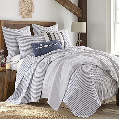Parure de lit Tobago rayée bleue Levtex home couette double et taie - 5