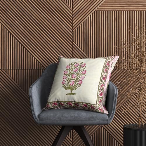 Image of BLOCKS OF INDIA Hand Block Printed Cotton Linen Cushion Cover (16 x 16 inches) (Color 4)
