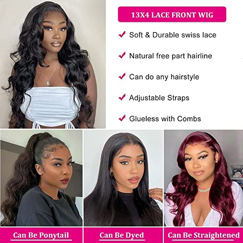 Anyweek 13X4 Hd Transparent 26 Inch Lace Frontal Wigs Human Hair For Black Women 180% Density Glueless Wigs Human Hair Pre Plucked With Baby Hair Body Wave Lace Front Wigs Human Hair Natural Color #TOP1