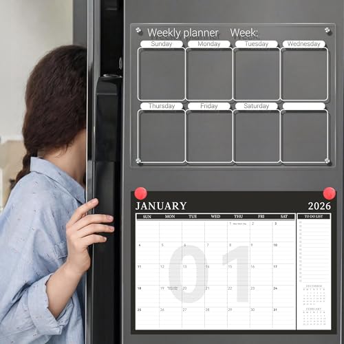 Image of Yoment Desk Calendar 2026 Leather Desk Calendar with to-Do Lists, 13 Months Desk Pad Wall Calendar with Pen Holders PVC Cover for Work Office School Home Women Men, Jan 2026-Dec 2026, 17 x 12, Black