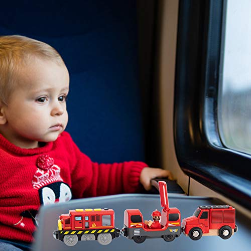 Herbests Elektrische locomotief set speelgoed voor peuters, op batterijen, hoge snelheid, elektrische locomotief, houten… - Image 4