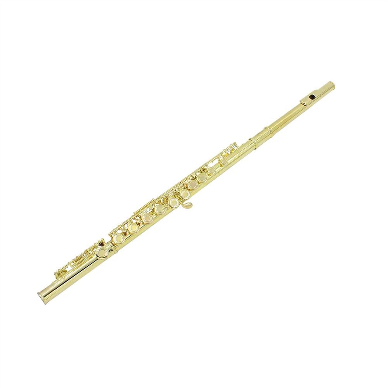Profesional Flauta Travesera Flauta de concierto chapada en oro profesional con llave C, 16 agujeros cerrados, con caja