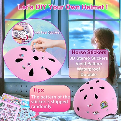 Dinilemu Kids Bike Helmet With Diy Stickers And Knee Pads Elbow Pads Wrist Guard Set For Ages 3-5-8 Toddler Boys Girls Helmet For Roller Skates Cycling Skateboarding Bicycle Scooter-Pink #TOP1