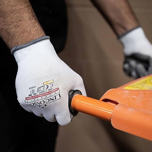 Guantes de trabajo de alta seguridad para mecánica en color blanco (Talla L, 12 uds) 4