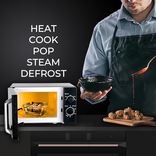 Image of Pigeon 20L Nano Wave Solo Microwave Oven | 700 Watts | 5 power levels (Re-Heat, Pop, Cook, Steam, Defrost - SKSMWO20L) | Black