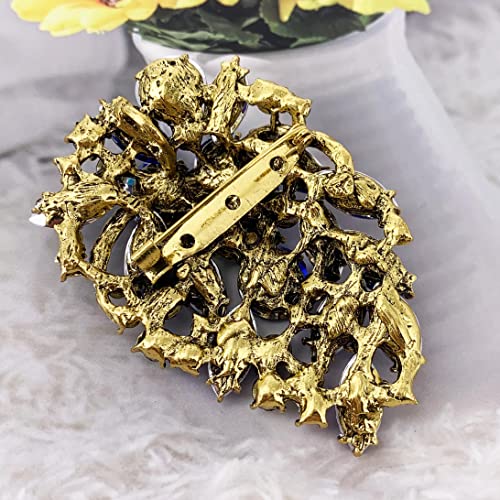 Image of SELOVO Rhinestone Statement Brooch Pin Flower Dress Accessory