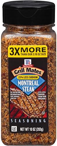 McCormick 25% Less Sodium Montreal Steak Seasoning, 10 OZ (Pack of 1)