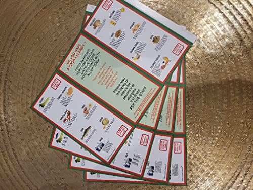 pack of 4 Food Allergy Table Talkers 210mm high. 3 Printed sides 99 x 210mm - 350g board with Matt Anti-Bac Lamination - the clearest allegen signs