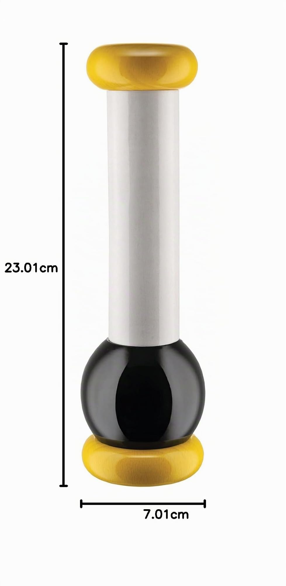 Alessi Totem Domestici MP0210 1 - Moulin à Sel, Poivre et Épices Design en Bois de Hêtre, Jaune, Noir et Blanc