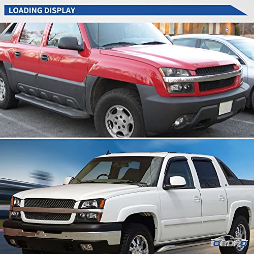 Image of oEdRo Headlight Assembly Compatible with 2002 2003 2004 2005 2006 Chevy Avalanche 1500 /2500 Pickup with Body Cladding, Black Housing Amber Reflectors and Bumper Lights (Driver & Passenger Side)