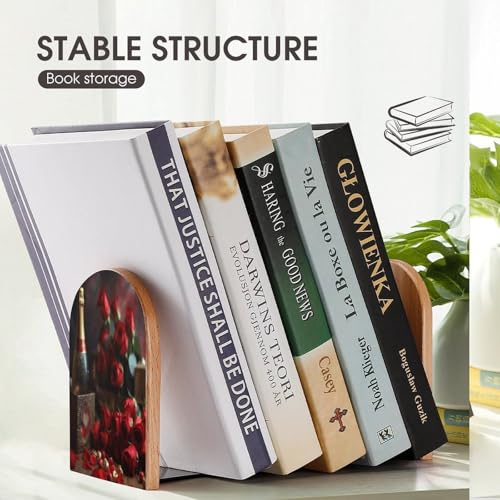 Sujetalibros de madera resistente con diseño decorativo moderno 8