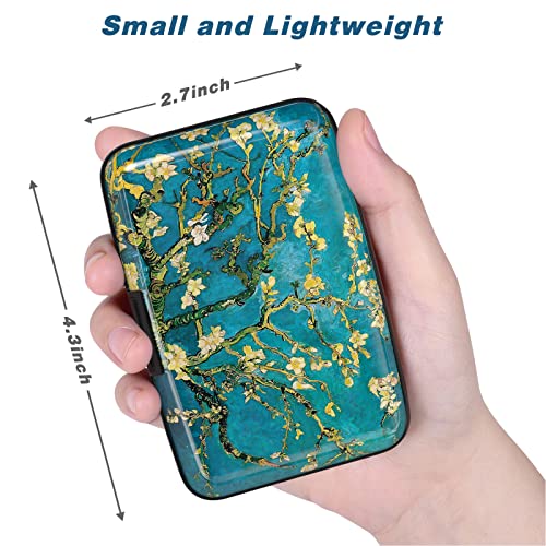Image of Credit Card Holder, Mini Aluminum Card Wallet RFID Blocking Slim Metal Hard Card Case for Women Men, Almond Blossom