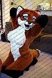 FurryMascot Brown Ladies Miss Fox Cat Woman Fursuit Fullsuit Teen Costumes Child Full Furry Suit Furries Anime Costume Angel Dragon, Black,Blue,White, S - XXXL (F99kkj458)