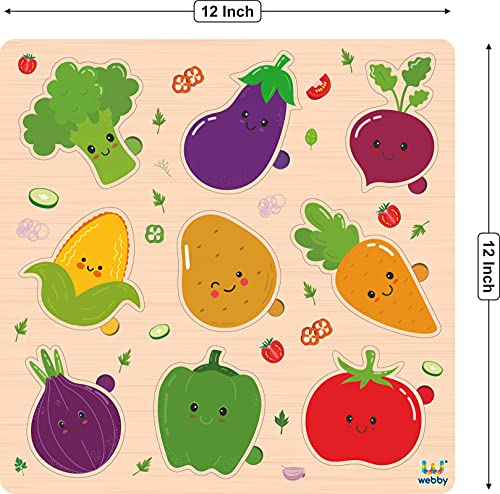 Image of Webby Wooden Vegetables Montessori Educational Pre-School Puzzle Board Toy For Boys And Girls, Kid