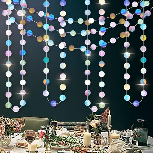 3 Stück Papier Girlande Circle Dots Garland, 39 Ft Hängende Iridescent Runde Garland Deko, Runde Kreis Banner für Geburtstag, Party Deko, Hochzeit
