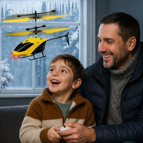 Image of Upgraded 5.1 Gravity Sensor Helicopter Toy for Boys Age 4+, Safety Sensor, 320 RPM Motor, 2.6 Remote, Rechargeable Battery, LED Lights I Pack of 1 (Yellow Colour)