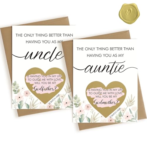 HAMUIERS Will You Be My Godparents Scratch Off Card for Auntie and Unlce Godparents Proposal Gift from Niece Nephew Godparents Request Asking Card Godmother and Godfather Proposal Card
